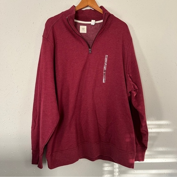 🦋 NWOT Dockers Red Quarter Zip Pullover Sweatshirt XXL Casual Comfy - Picture 1 of 5